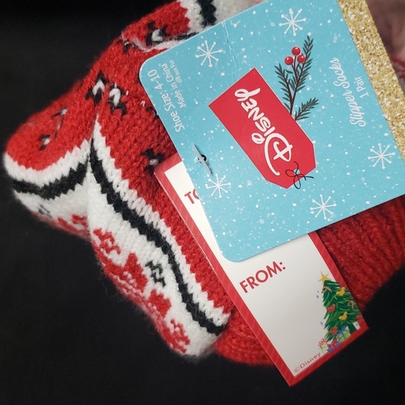 Disney NWT Mickey Mouse Nordic Stretch Plush Slipper/Socks, 4-10 - Picture 3 of 6